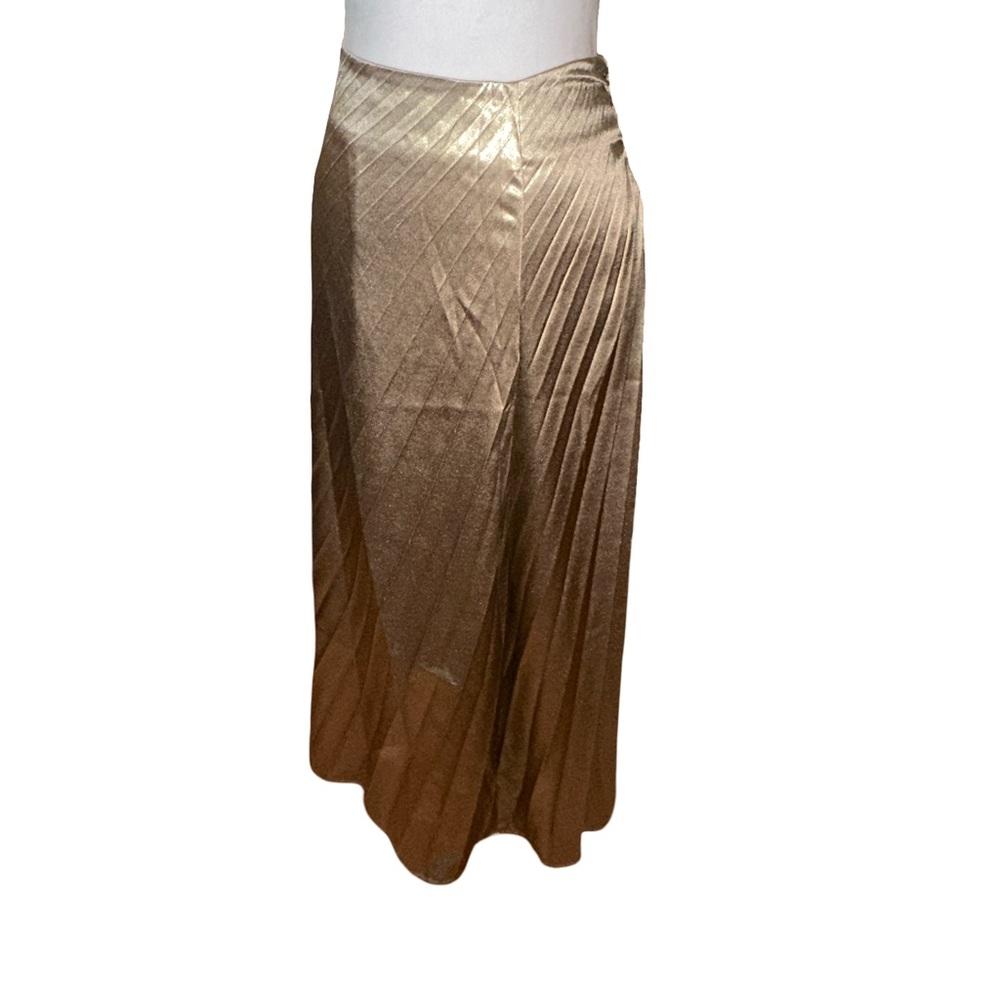 Cache Elegant Gold Pleated Skirt NWT